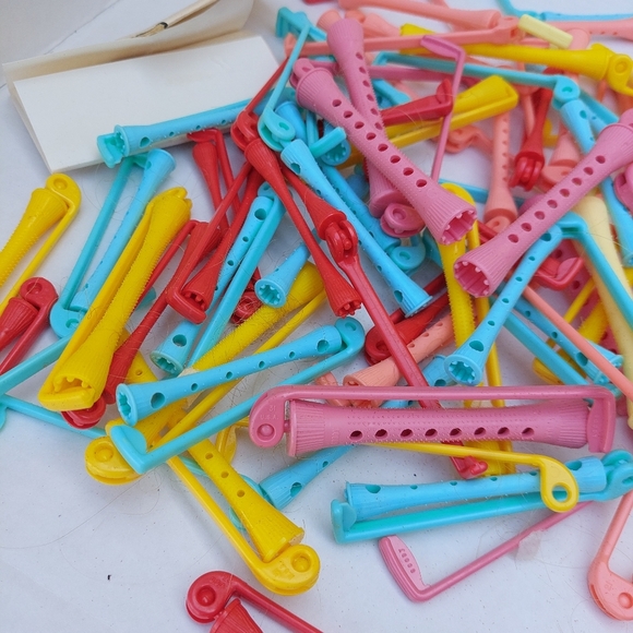 Colorful Vintage Hair Curlers Set ROLLERS Old School - Picture 3 of 4